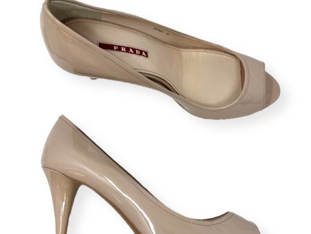 Patent Leather Peep Toe Pumps Luxury Designer By Prada  Size: 9 (IT 39) Sale